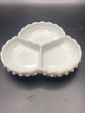 Fenton Milkglass Divided Hobnail Relish Tray